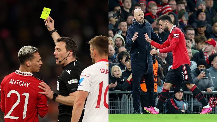 Ten Hag: 'T&ocirc;i phải r&uacute;t Bruno v&agrave; Antony ra khỏi s&acirc;n l&agrave; v&igrave; trọng t&agrave;i'