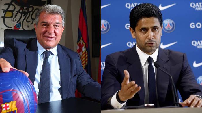 Nh&ograve;m ng&oacute; trụ cột Barca, PSG bị chủ tịch Joan Laporta mắng t&eacute; t&aacute;t