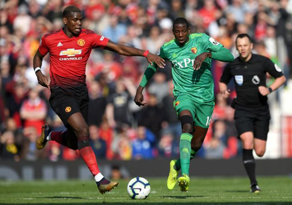 Paul Pogba t&aacute;i xuất ở trận Watford vs MU