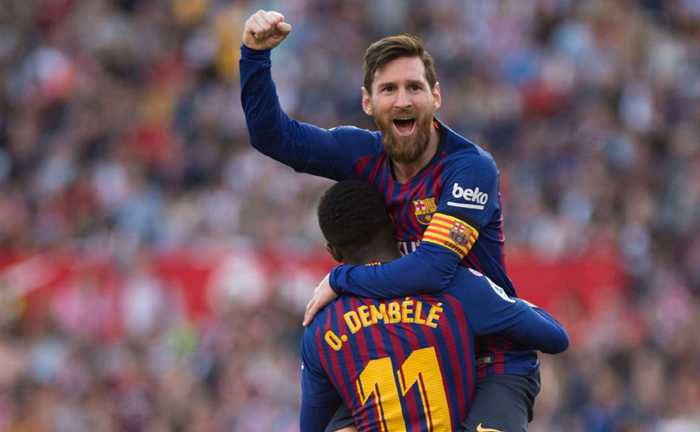 Messi c&aacute;n mốc ấn tượng trong m&agrave;n ngược d&ograve;ng của Barcelona trước Sevilla