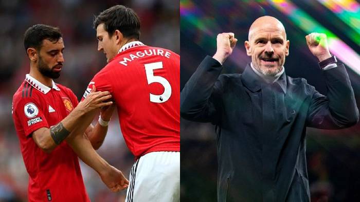 Bruno v&agrave; Maguire chỉ r&otilde; sự kh&aacute;c biệt m&agrave; Ten Hag đem lại