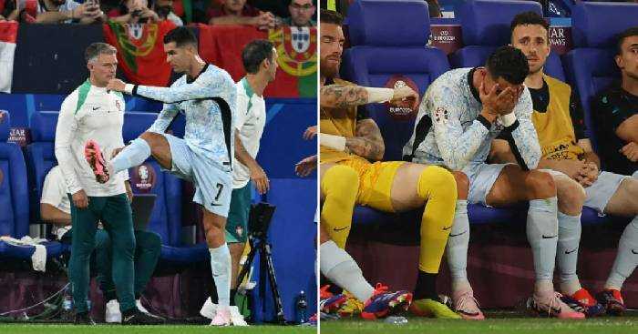 Ronaldo bực bội đ&aacute; văng chai nước trong ng&agrave;y lập kỷ lục tệ hại