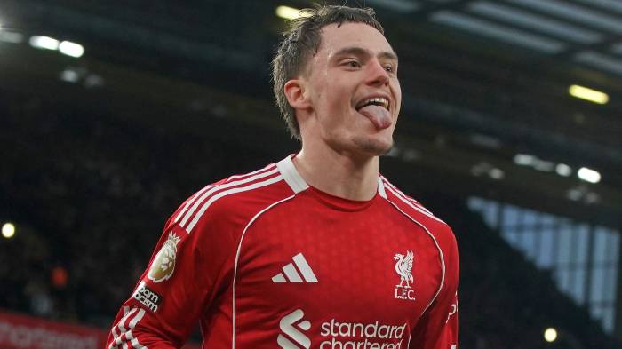 Phản ứng của Florian Wirtz khi ghi b&agrave;n đầu ti&ecirc;n cho Liverpool