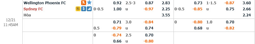 Ph&acirc;n t&iacute;ch tỷ lệ Wellington Phoenix vs Sydney, 10h45 ng&agrave;y 21/12