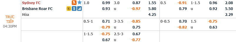 Ph&acirc;n t&iacute;ch tỷ lệ Sydney FC vs Brisbane Roar, 15h30 ng&agrave;y 7/12