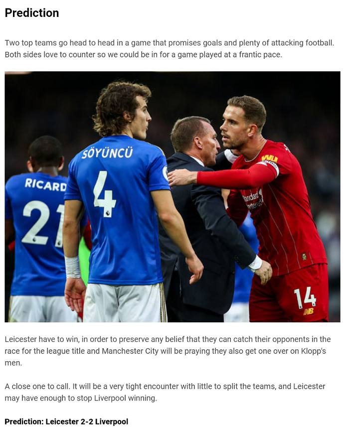 Dự đo&aacute;n Leicester vs Liverpool (3h 27/12) bởi 90min