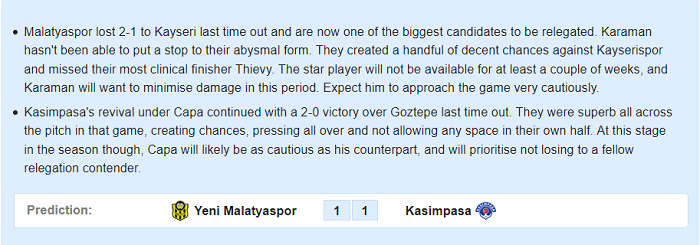 Yeni Malatyaspor vs Kasimpasa (21h 21/3): Chưa thể bứt ph&aacute;