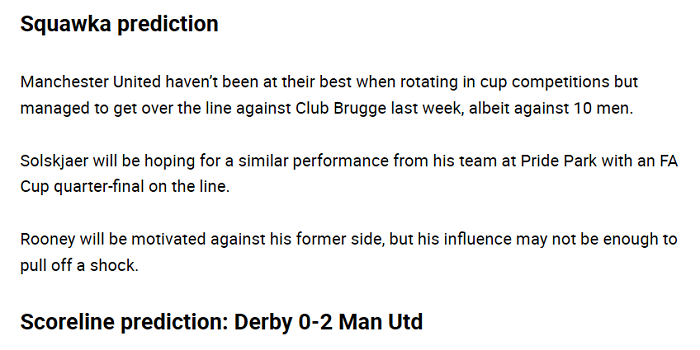 Dự đo&aacute;n Derby County vs MU (2h45 6/3) bởi chuy&ecirc;n gia Harry Edwards