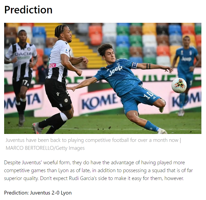 Dự đo&aacute;n Juventus vs Lyon (2h 8/8) bởi chuy&ecirc;n gia Lee Bushe
