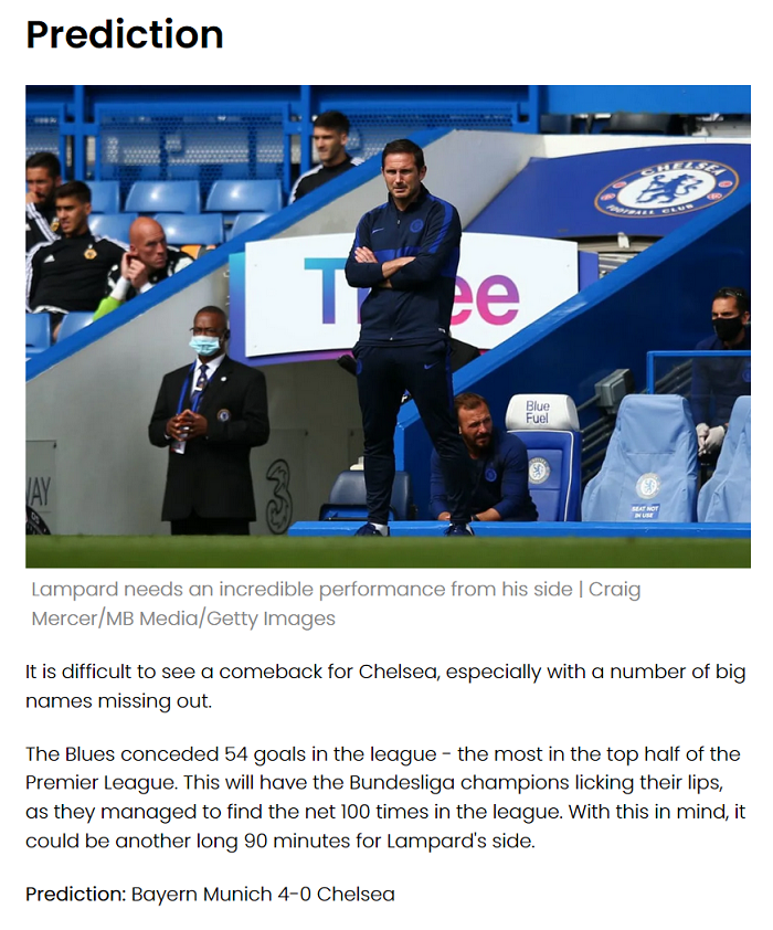 Dự đo&aacute;n Bayern Munich vs Chelsea (2h 9/8) bởi chuy&ecirc;n gia Charlie Stewart