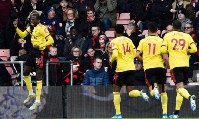 Bournemouth 0-3 Watford: Doucoure rực s&aacute;ng, Watford tho&aacute;t nh&oacute;m đ&egrave;n đỏ