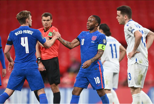 Raheem Sterling thi đấu ấn tượng trong m&agrave;u &aacute;o ĐT Anh tại v&ograve;ng loại WC 2022 s&aacute;ng nay